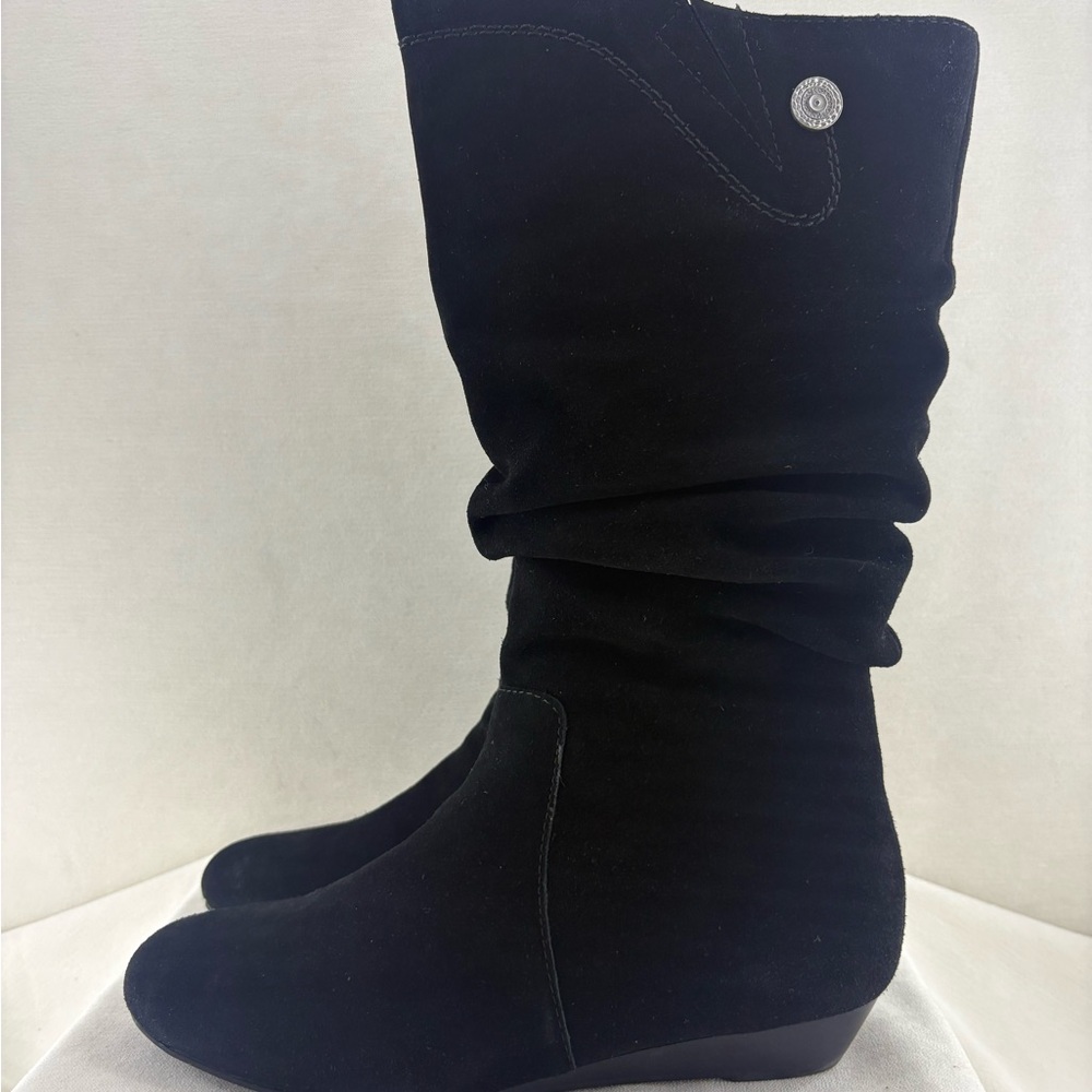 ARRAY Dixie Black suede Slouch Mid-Calf Heel Boot… - image 2